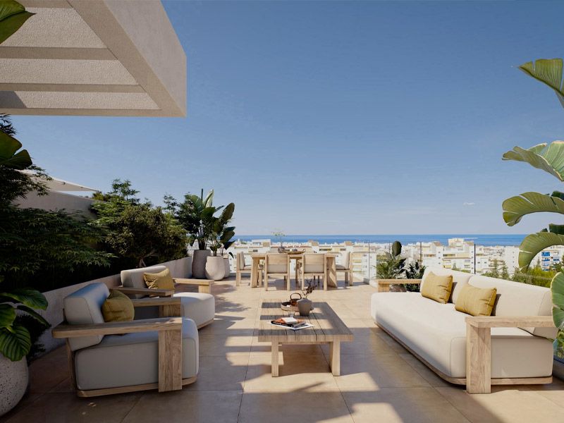 Belle terrasse d'un appartement à vendre en centre ville en région de Malaga